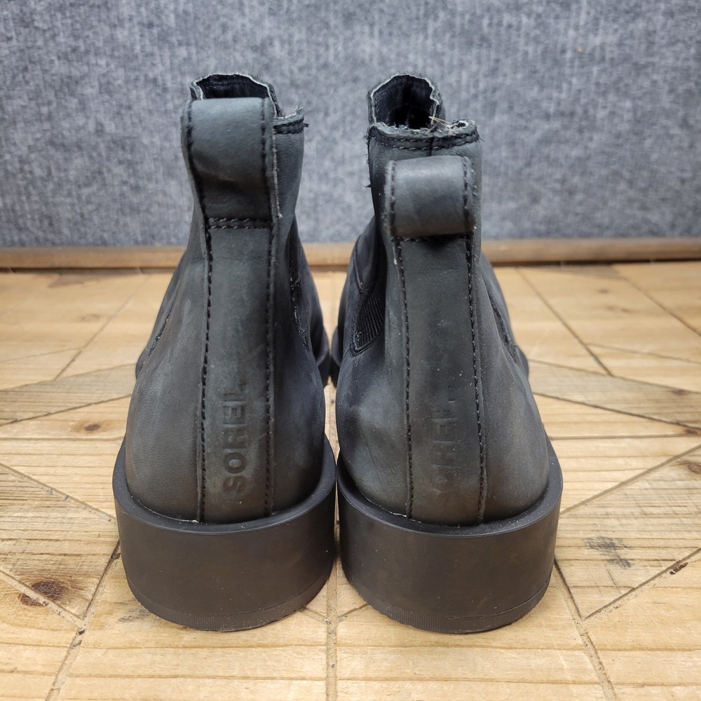 Sorelβ Emelie II Chelsea Boots Womens 10 Black Waterproof Leather NL4324-010 - Picture 7 of 13
